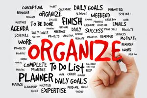 Hand writing Organize word cloud business concept